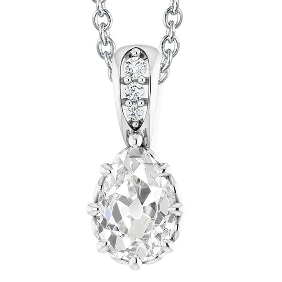 Round & Pear Old Miner Gold Natural Diamond Pendant With Necklace 3.50 Carats