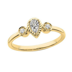 Round & Pear Old Miner Real Diamond 3 Stone Ring Bezel Set 1.50 Carats