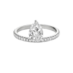 Round & Pear Real Old Mine Cut Natural Earth Mined Diamond Ring With Accents 3 Carats