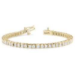 Round & Princess 7.35 Carats Natural Diamond Tennis Bracelet Yellow Gold 14K