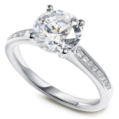 Round & Princess Women Natural Diamond Ring 3.30 Carats White Gold 14K