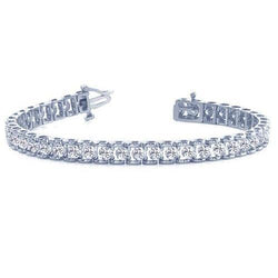 Round Prong Set Lab Grown Diamond Tennis Bracelet Solid Gold Women Jewelry 8 Ct