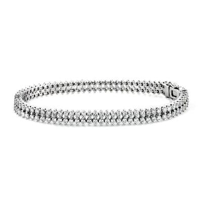 Round Prong Setting Lab Grown Diamond Tennis Bracelet 14 Carats White Gold 14K