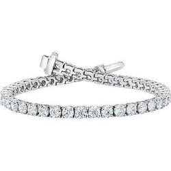 Round Shaped Lab Grown Diamond Tennis Bracelet Solid White Gold 14K 7.40 Carats