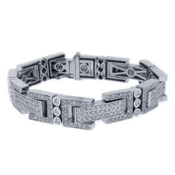 Round Shaped Real 18 Carats Natural Earth Mined Diamond Men Bracelet White Gold 14K