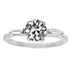 Antique European 3-Stone Ring – Fine Diamond 2 ct 14 Karat White