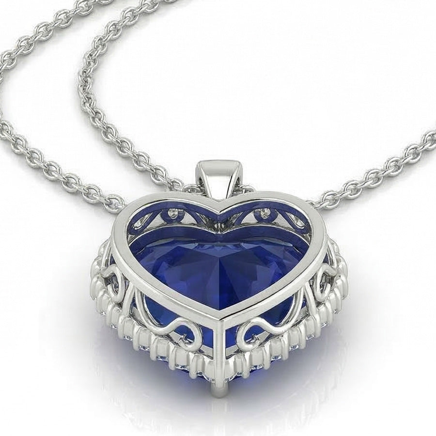 natural round sapphire 4ct pendant profile view