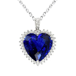 IGI CERTIFIED Royal Blue Sapphire Halo Heart Pendant