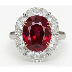 Ruby And Natural Earth Mined Diamond ( Not Lab Grown ) Wedding Ring 5 Carats Gold 14K