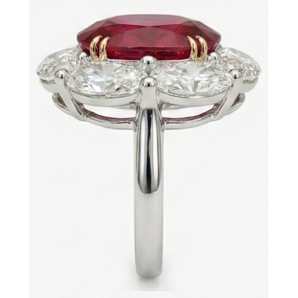 Ruby And Natural Earth Mined Diamond ( Not Lab Grown ) Wedding Ring 5 Carats Gold 14K