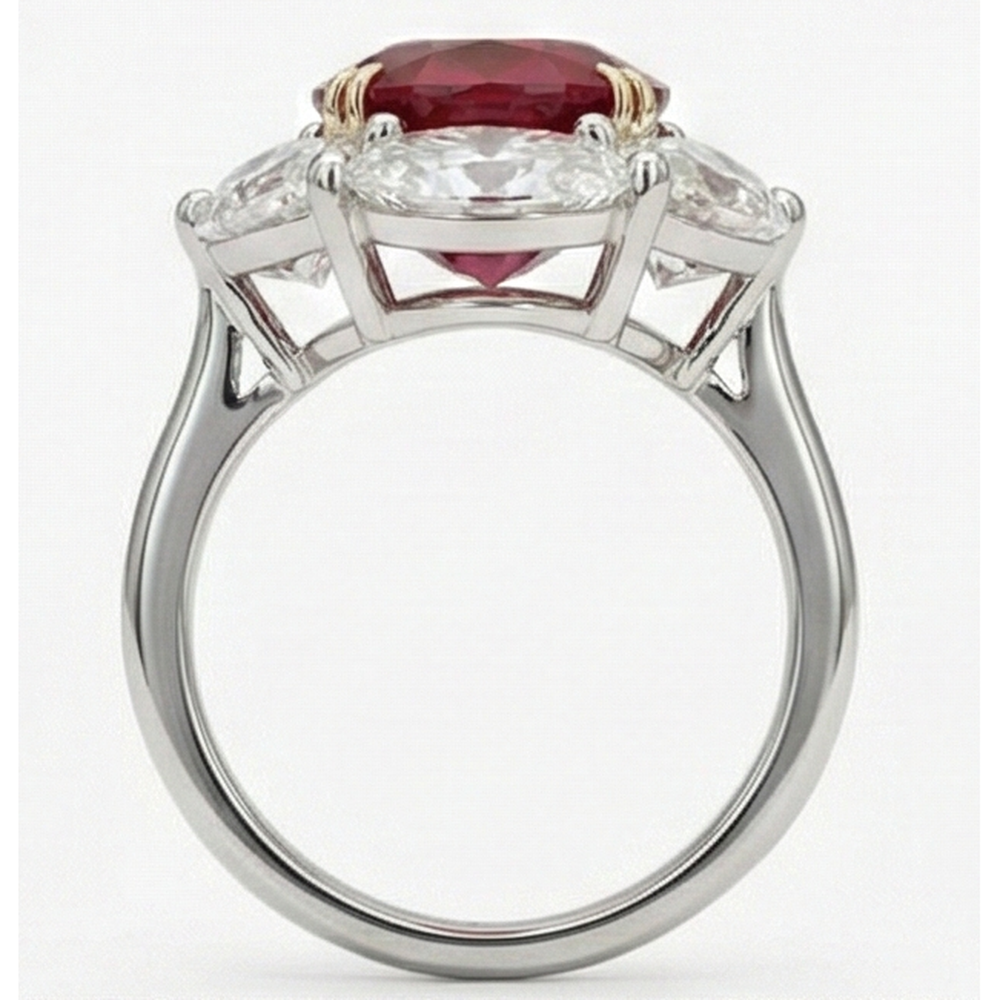 Ruby And Natural Earth Mined Diamond ( Not Lab Grown ) Wedding Ring 5 Carats Gold 14K