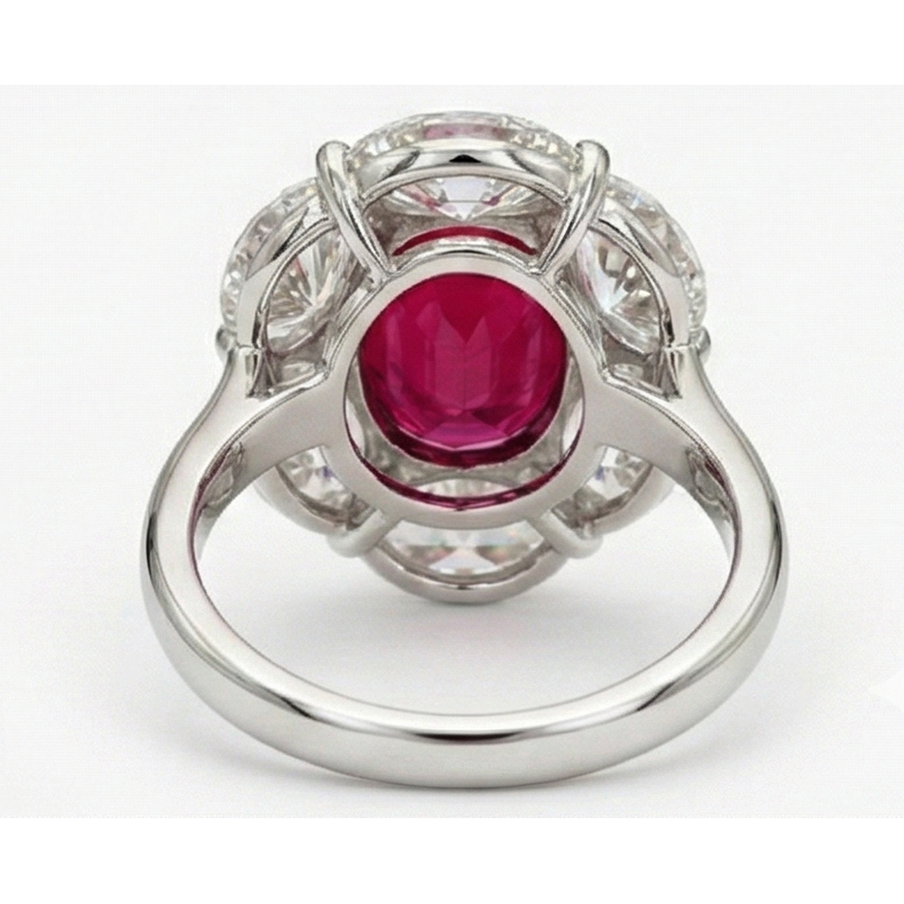 Ruby And Natural Earth Mined Diamond ( Not Lab Grown ) Wedding Ring 5 Carats Gold 14K
