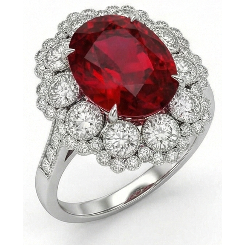 natural round ruby 4.50ct ring band detail