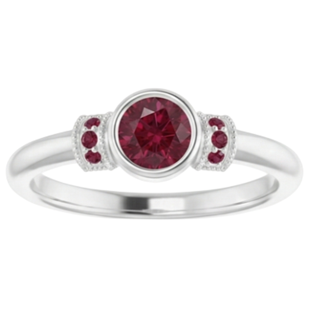Ruby Ring 1 Carat Milgrain Women Bezel Set Jewelry
