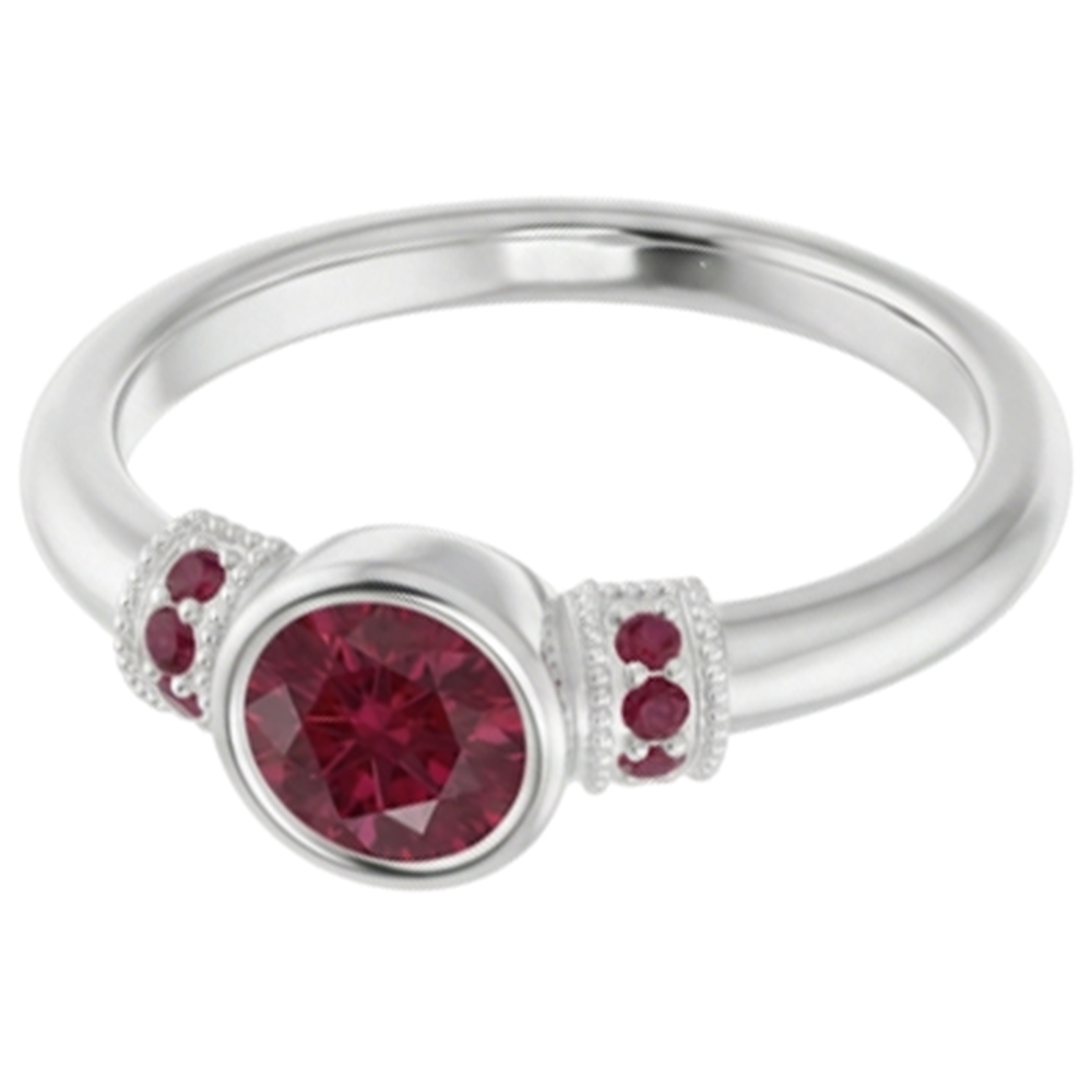 Ruby Ring 1 Carat Milgrain Women Bezel Set Jewelry