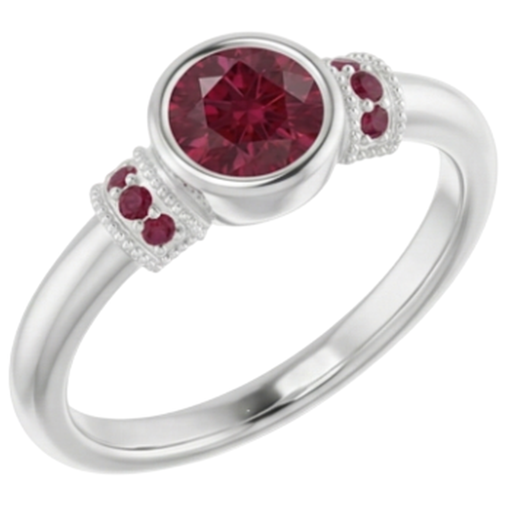 Ruby Ring 1 Carat Milgrain Women Bezel Set Jewelry