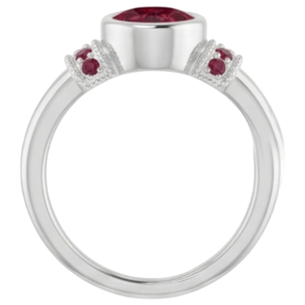 Ruby Ring 1 Carat Milgrain Women Bezel Set Jewelry