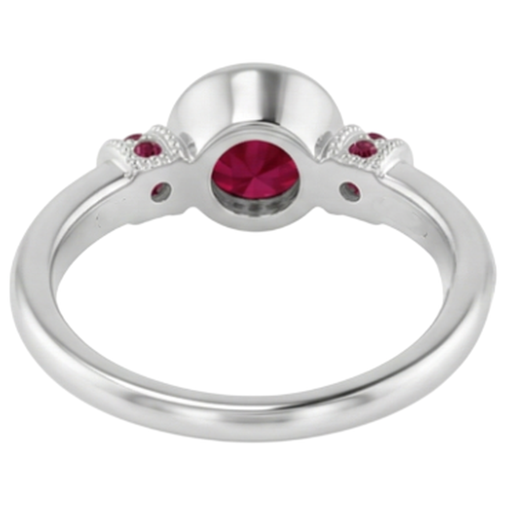 Ruby Ring 1 Carat Milgrain Women Bezel Set Jewelry