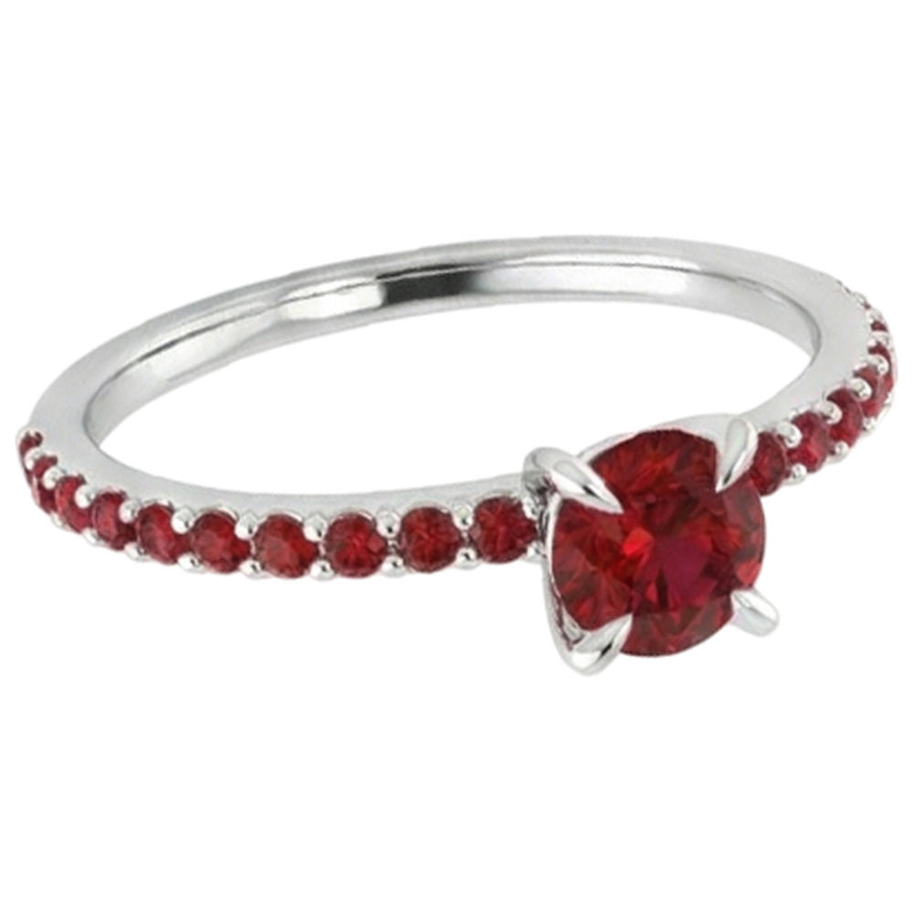 Ruby Ring 2 Carats White Gold 14K Prong Style