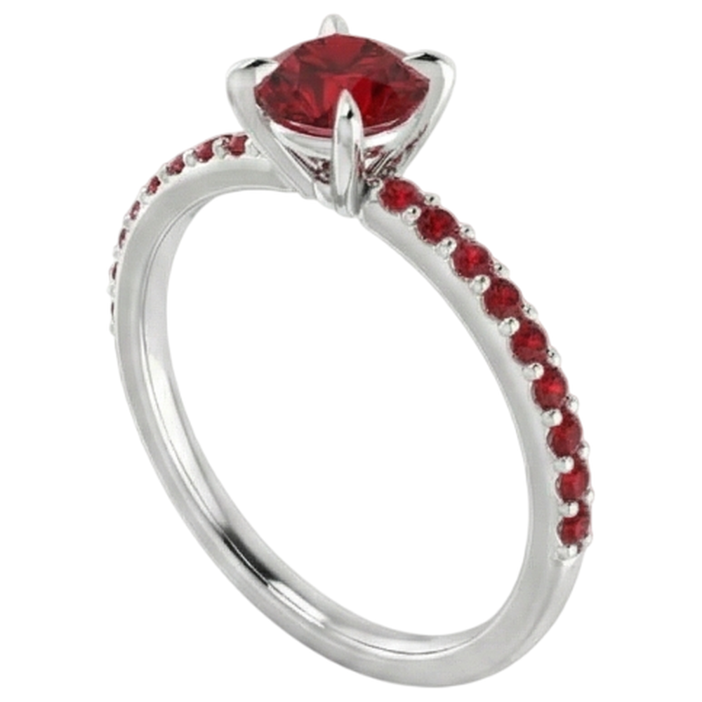 Ruby Ring 2 Carats White Gold 14K Prong Style