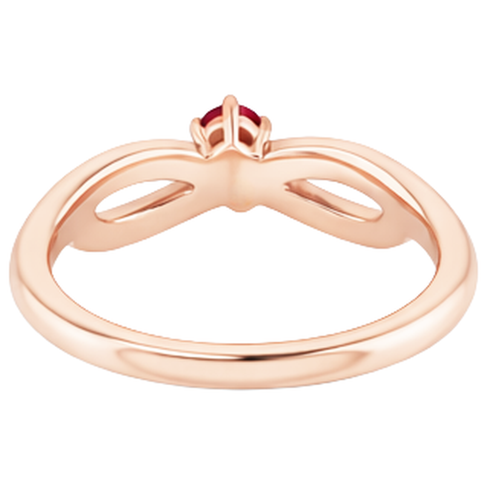 natural round ruby 0.20ct ring on white background