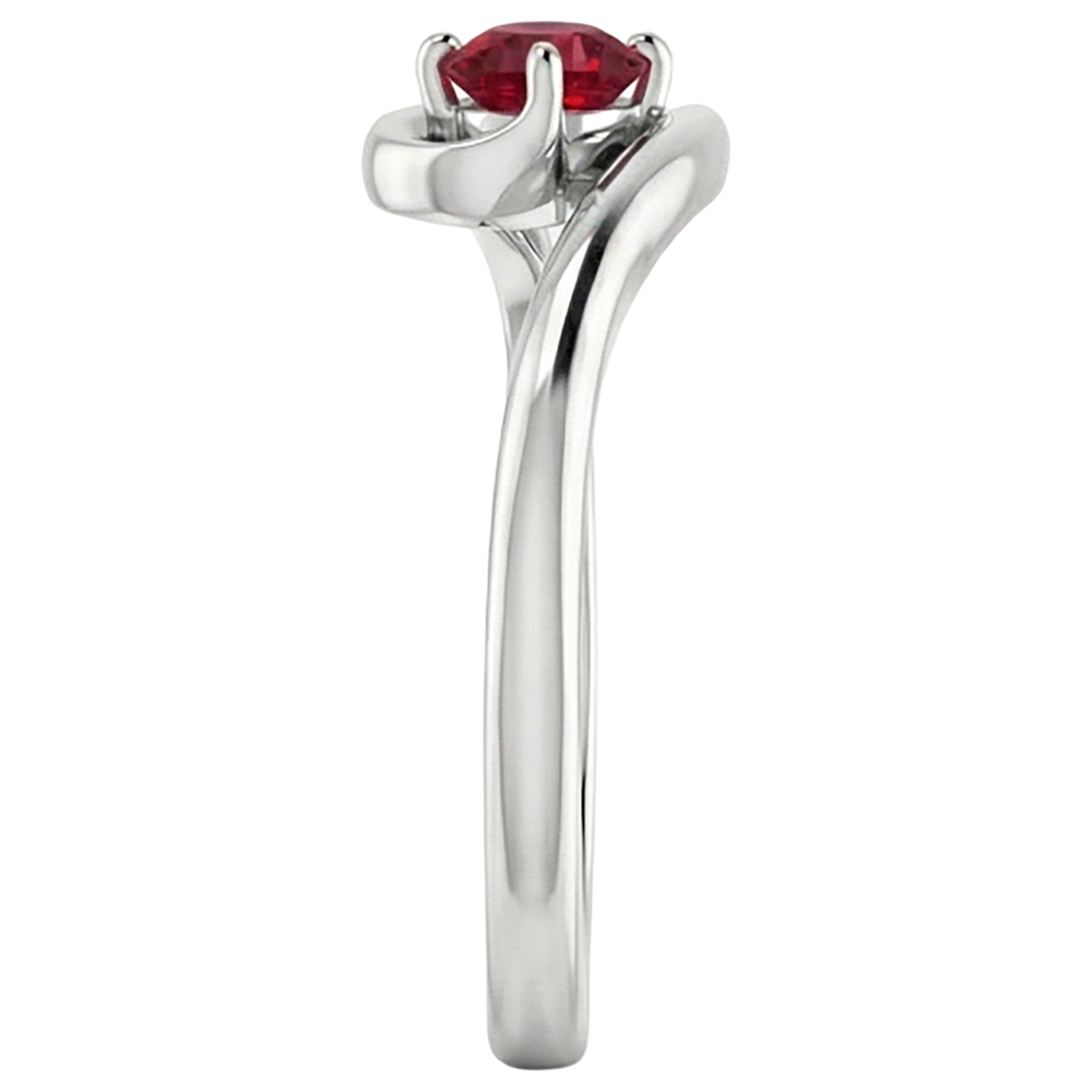 Ruby Stone Ring Solitaire 1 Carat White Gold 14K