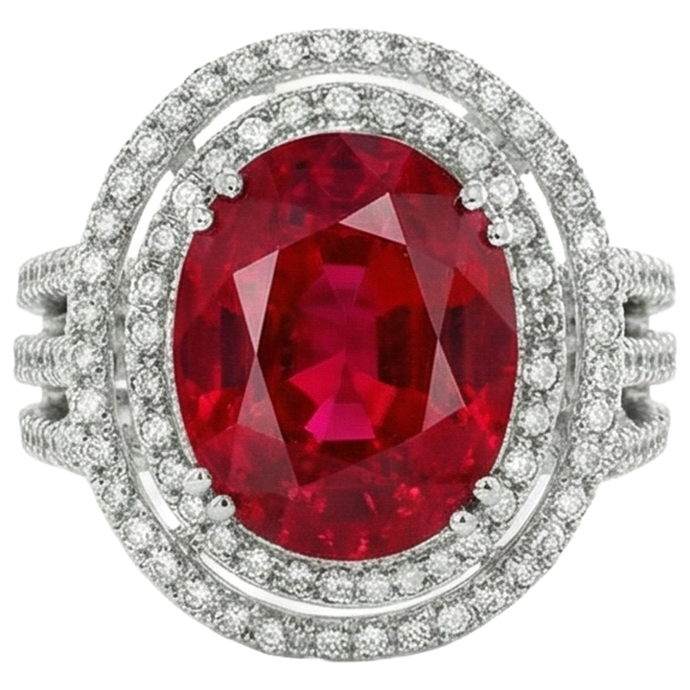 natural round ruby 4.5ct ring front view