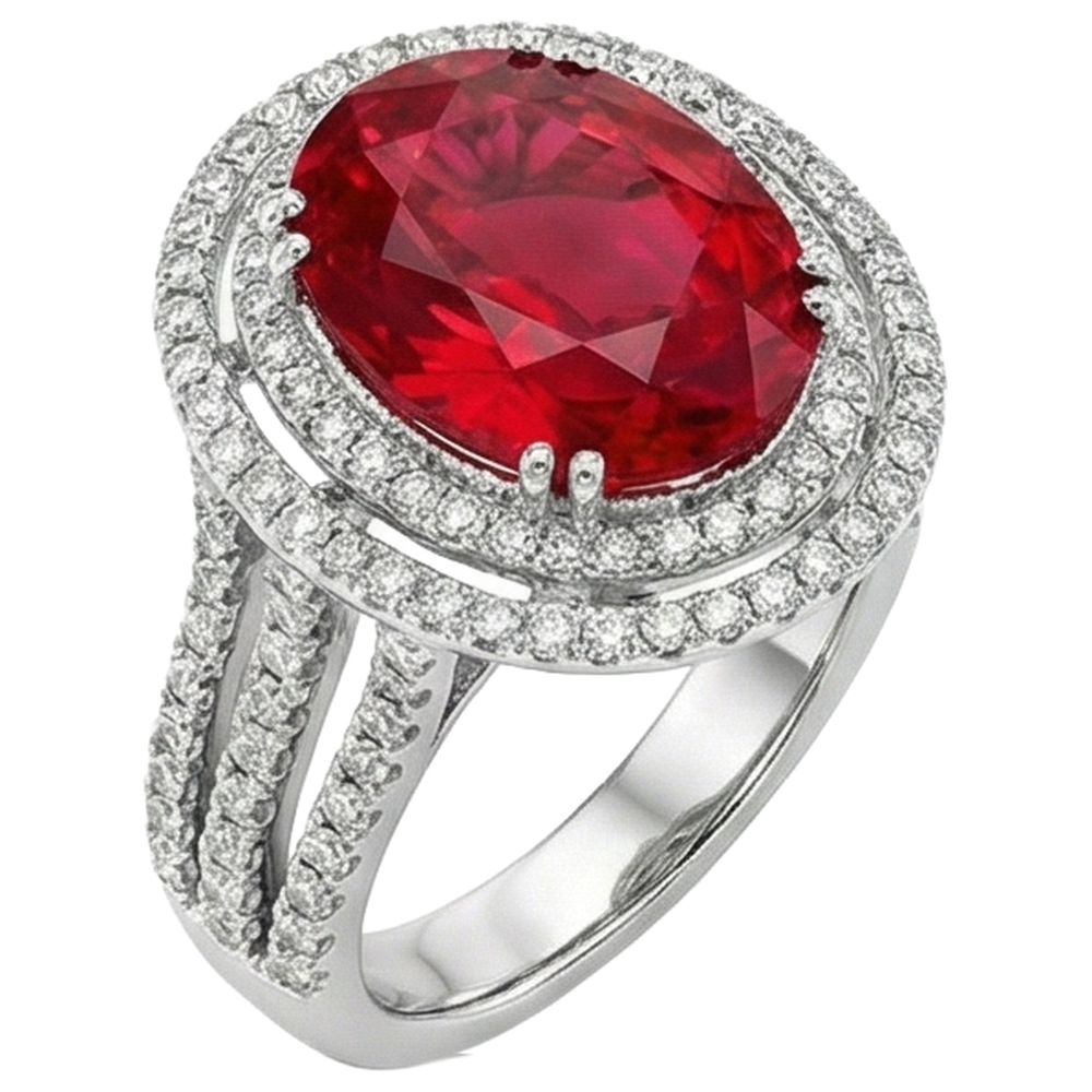 natural round ruby 4.5ct ring top view