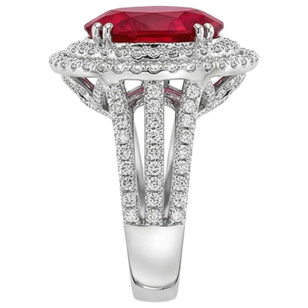 natural round ruby 4.5ct ring profile view