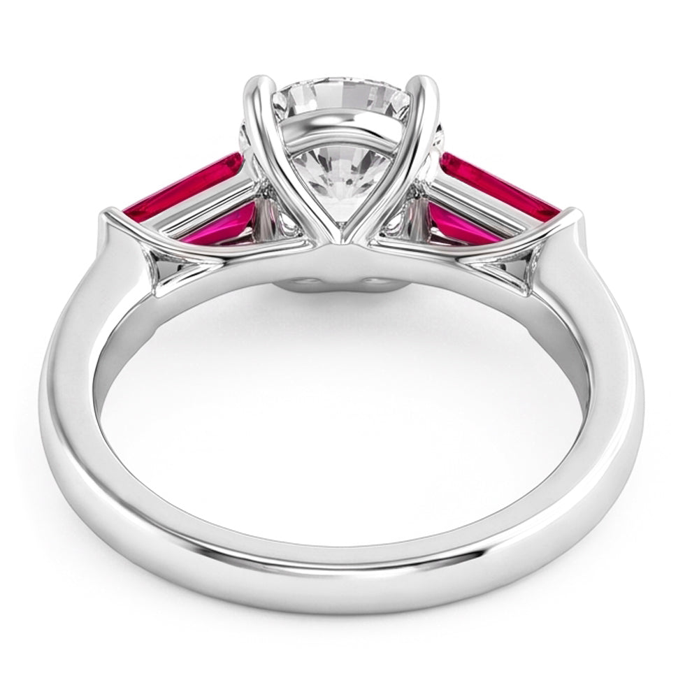 Ruby & Natural Earth Mined Diamond ( Not Lab Grown ) Trilogy Ring 3.20 Carats Old Cut 14K Gold