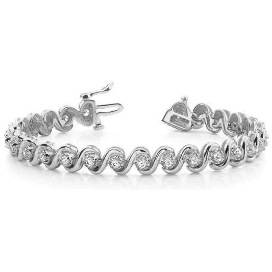 S Style Tennis Bracelet Women 7 Carats Round Lab Grown Diamonds Gold 14K
