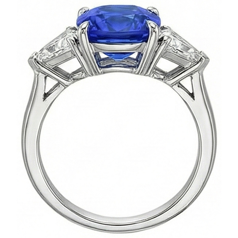natural cushion sapphire 3ct ring side angle