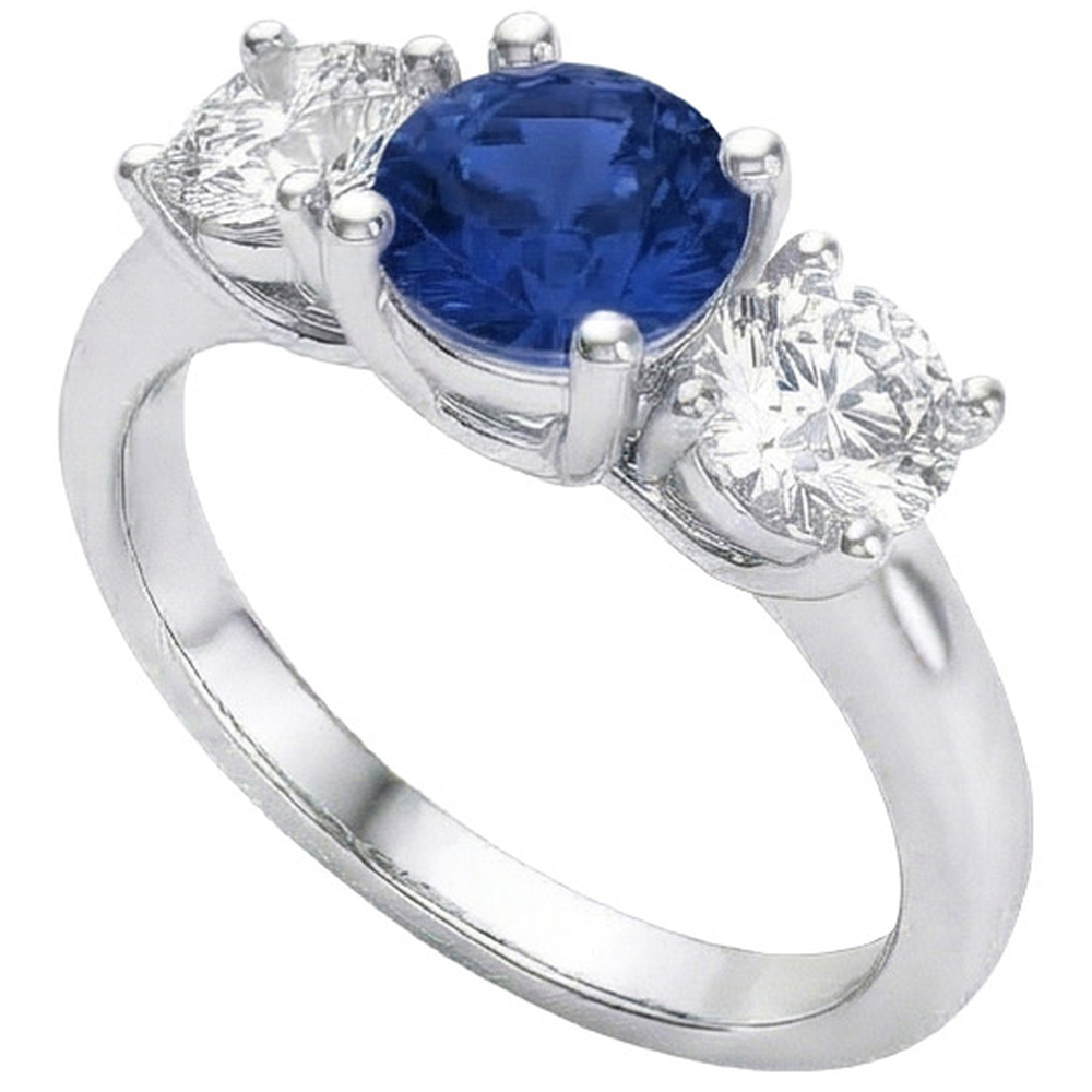 natural round sapphire 1.25ct ring front view