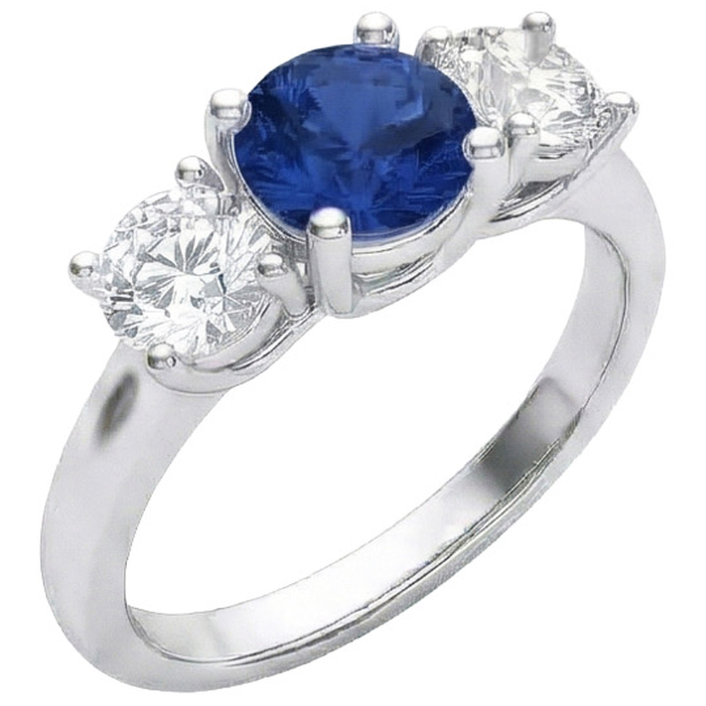 natural round sapphire 1.25ct ring close up detail