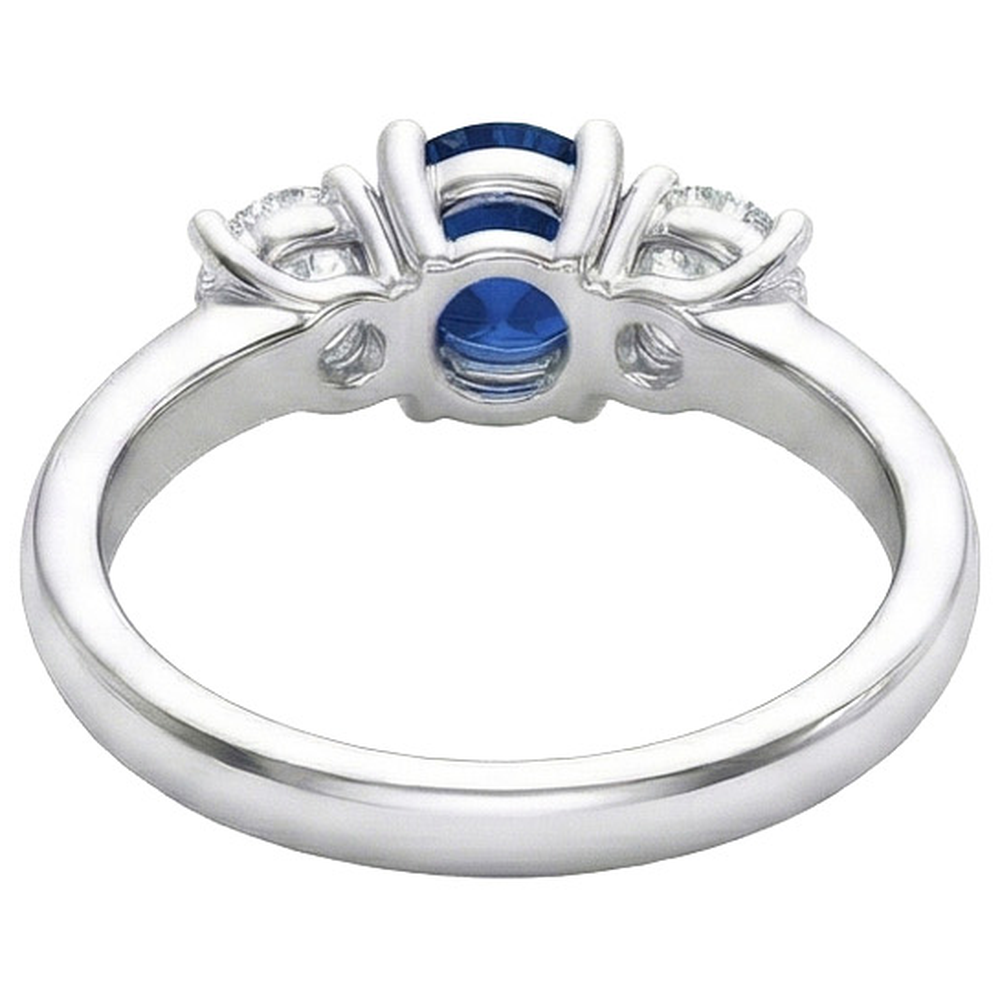 natural round sapphire 1.25ct ring profile view