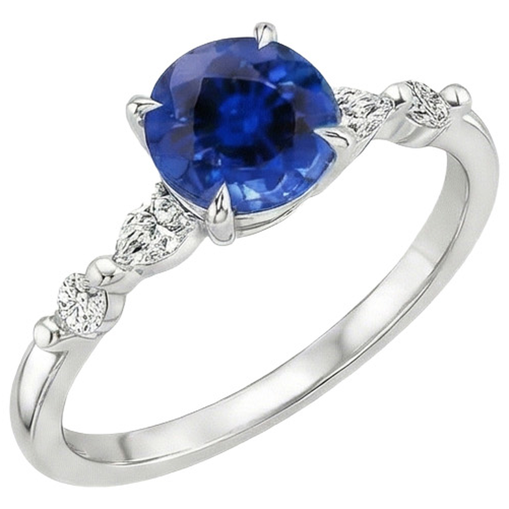 natural round sapphire 2ct ring top view