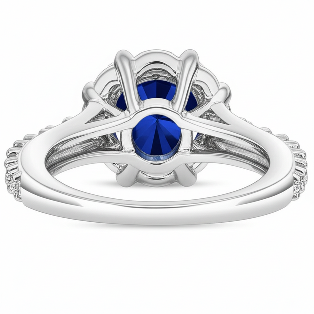 Sapphire And Natural Earth Mined Diamond Ring White Gold Fine Jewelry Round Cut 3.40 Ct
