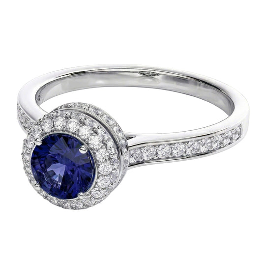 Sapphire And Natural Earth Mined Diamond ( Not Lab Grown ) Wedding Ring Jewelry Gold White 3 Ct Round Cut