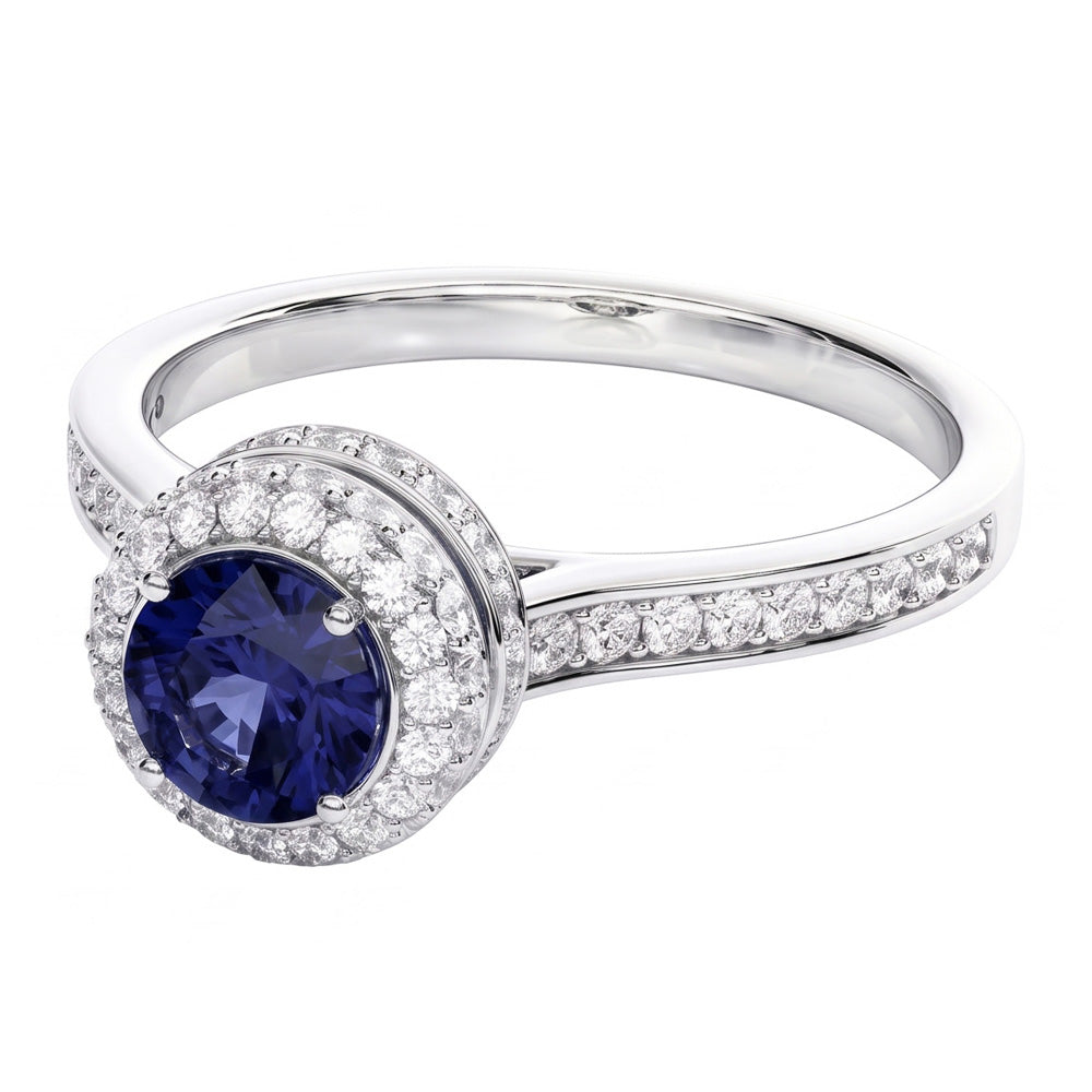 Sapphire And Natural Earth Mined Diamond ( Not Lab Grown ) Wedding Ring Jewelry Gold White 3 Ct Round Cut