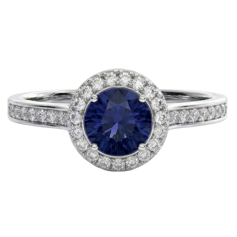 Sapphire And Natural Earth Mined Diamond ( Not Lab Grown ) Wedding Ring Jewelry Gold White 3 Ct Round Cut
