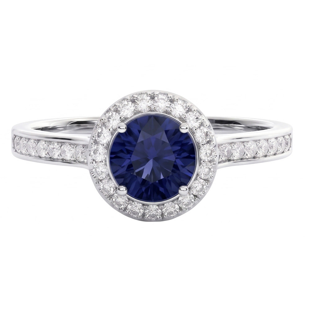 Sapphire And Natural Earth Mined Diamond ( Not Lab Grown ) Wedding Ring Jewelry Gold White 3 Ct Round Cut