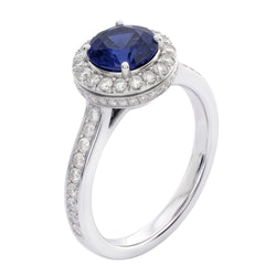 Sapphire And Natural Earth Mined Diamond ( Not Lab Grown ) Wedding Ring Jewelry Gold White 3 Ct Round Cut