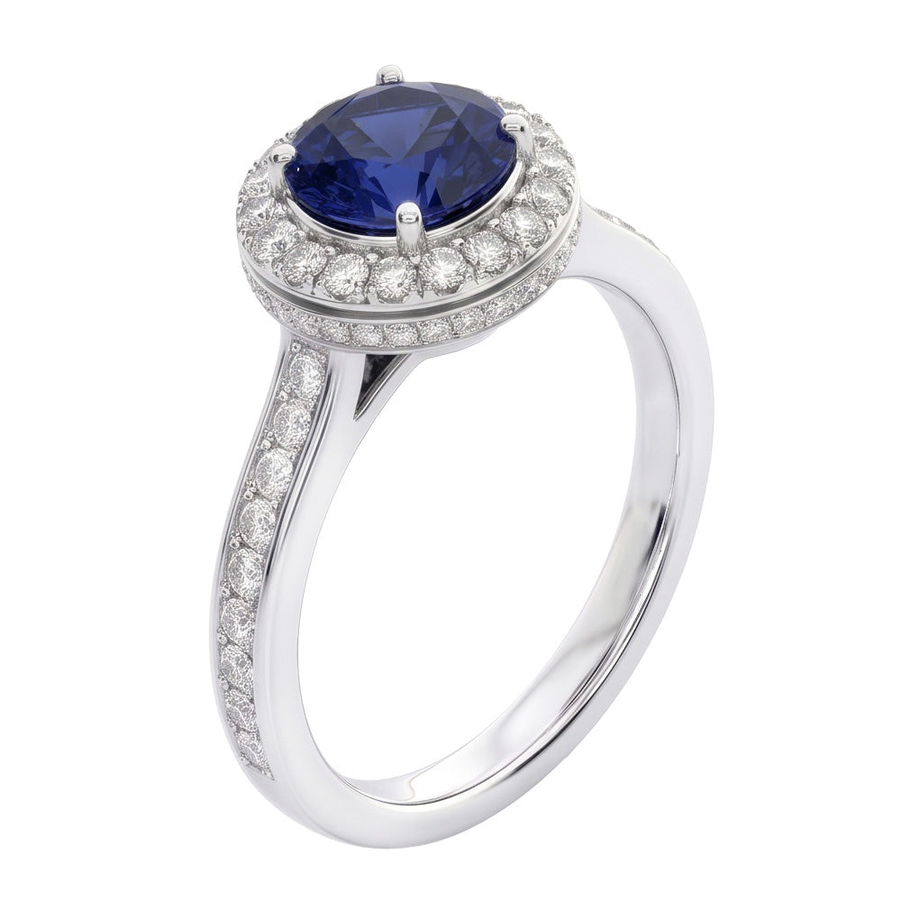 Sapphire And Natural Earth Mined Diamond ( Not Lab Grown ) Wedding Ring Jewelry Gold White 3 Ct Round Cut