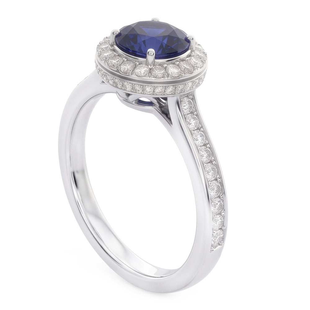 Sapphire And Natural Earth Mined Diamond ( Not Lab Grown ) Wedding Ring Jewelry Gold White 3 Ct Round Cut