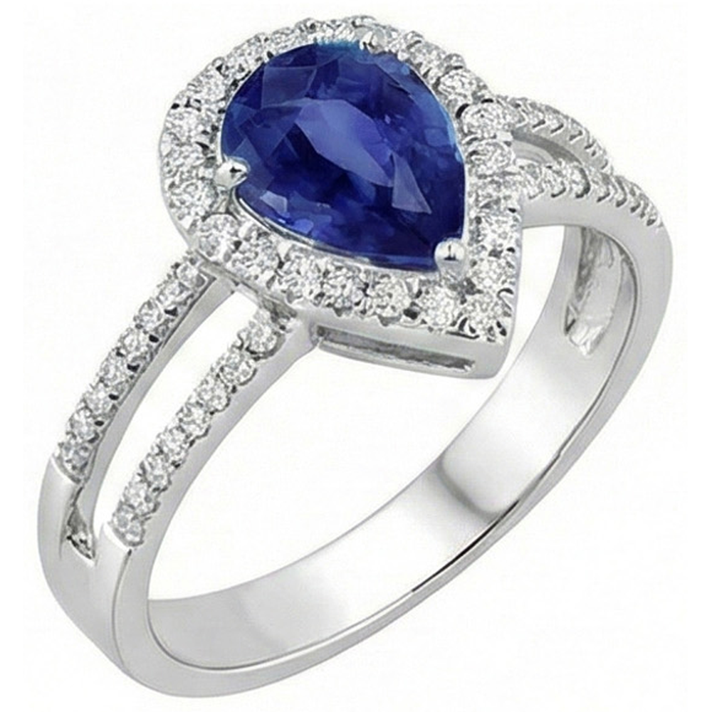 natural round sapphire 2.75ct ring front view