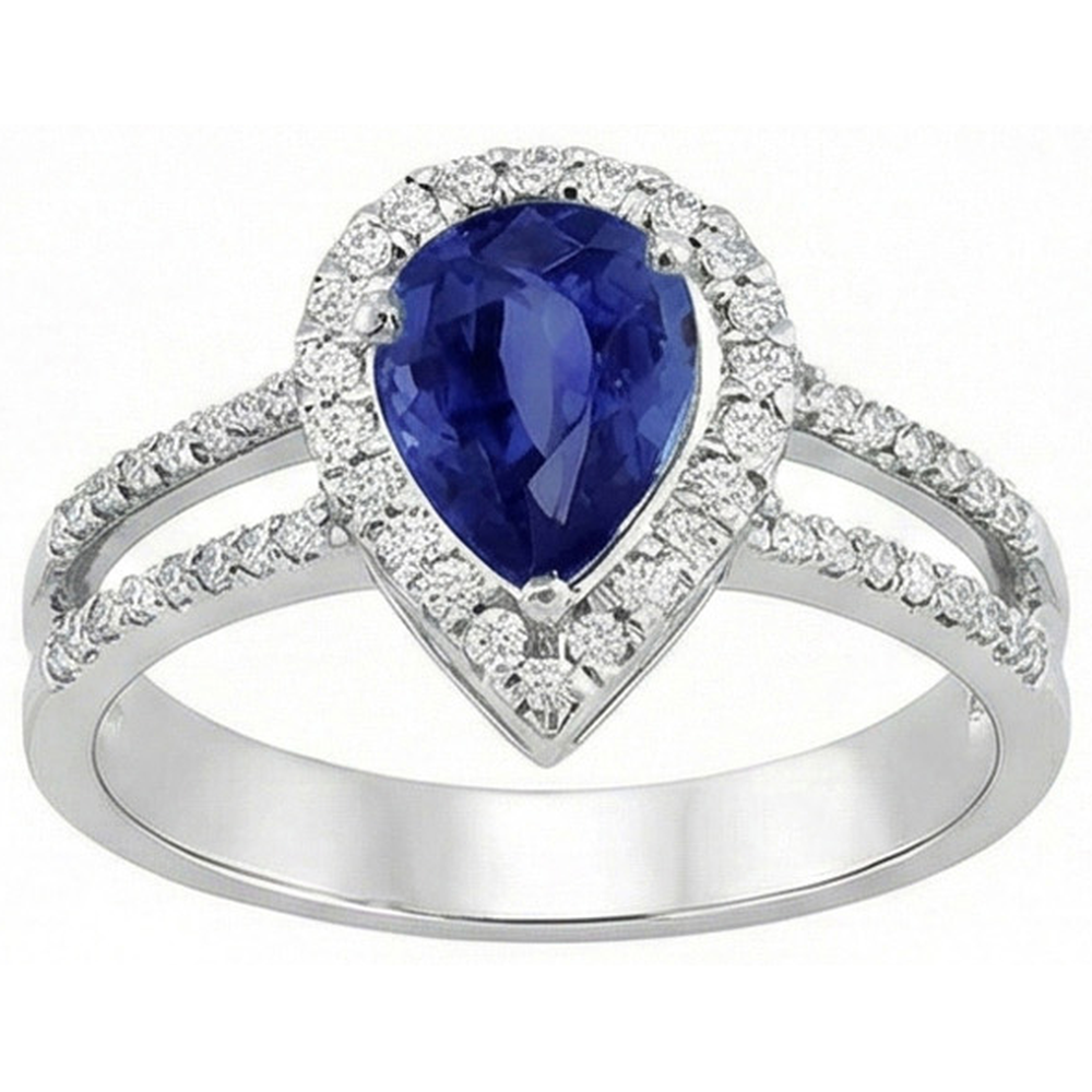 natural round sapphire 2.75ct ring close up detail