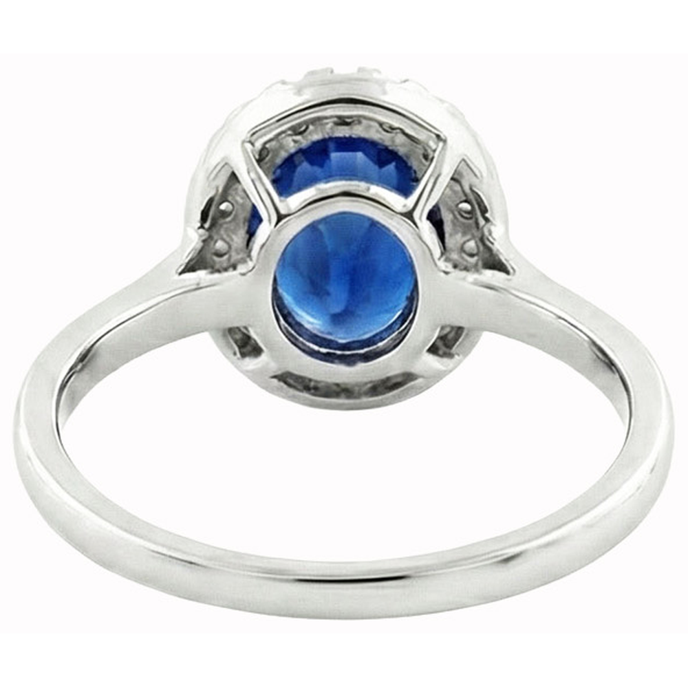 Sapphire And Natural Earth Mined Diamond ( Not Lab Grown ) s 5 Carats Halo Ring White Gold 14K