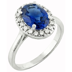 Sapphire And Natural Earth Mined Diamond ( Not Lab Grown ) s 5 Carats Halo Ring White Gold 14K