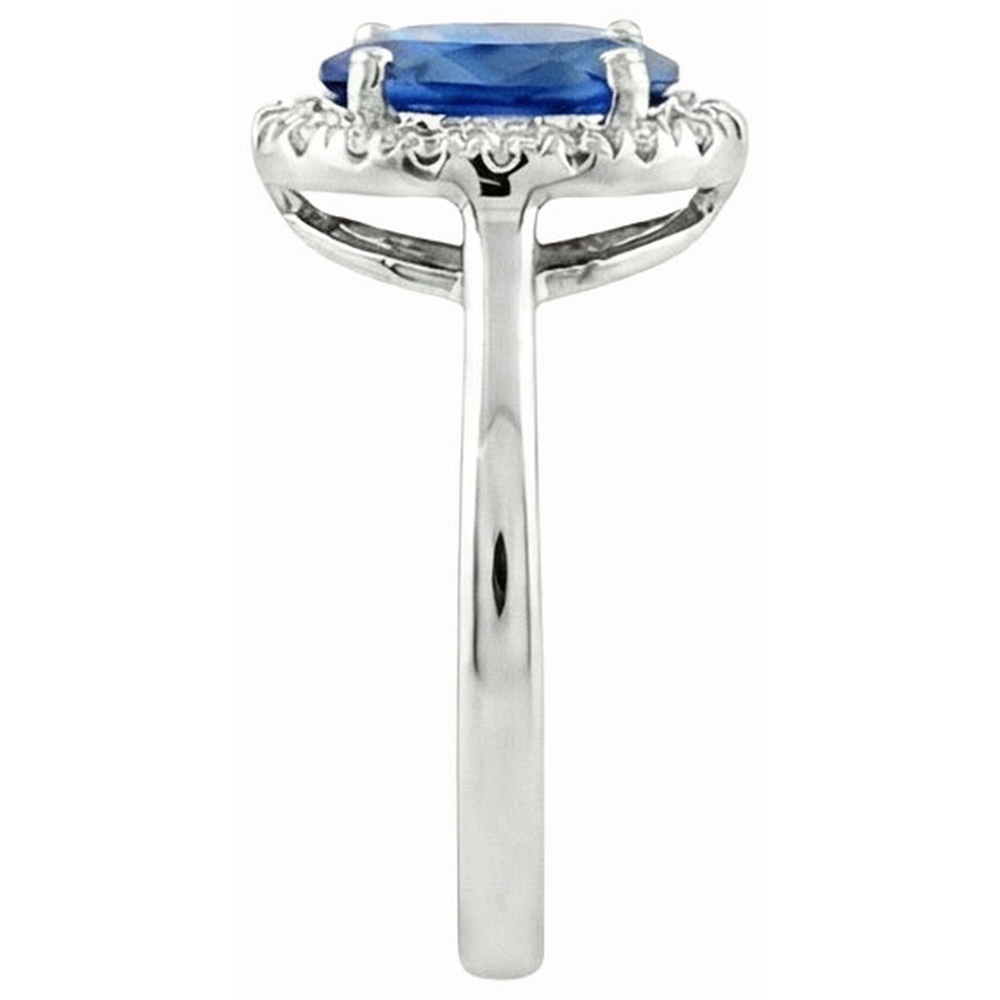 Sapphire And Natural Earth Mined Diamond ( Not Lab Grown ) s 5 Carats Halo Ring White Gold 14K