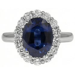 Natural Sapphire Ring 8.50ct - White Gold 14K